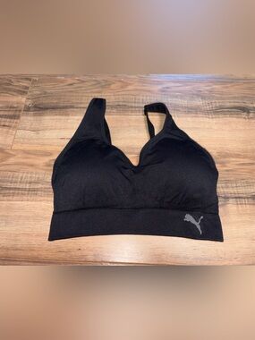 Puma Black Seamless Sports Bra Activewear Workout Adjustable Straps 74751 M